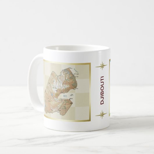 ジブチ国旗+地図マグカップ コーヒーマグカップ (正面左)