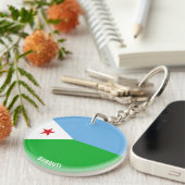 ジブチ国旗 愛国心あふれるチャーミング キーホルダー (正面右)