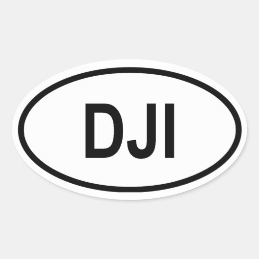 ジブチ「DJI」 楕円形シール (正面)