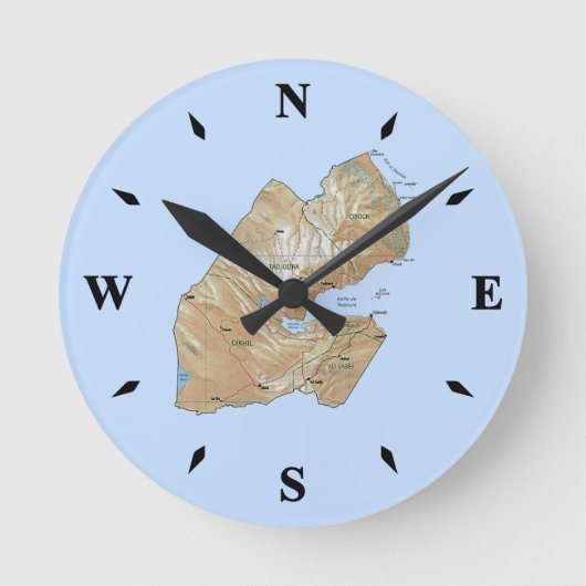 ジブティマップクロック ラウンド壁時計 (正面)