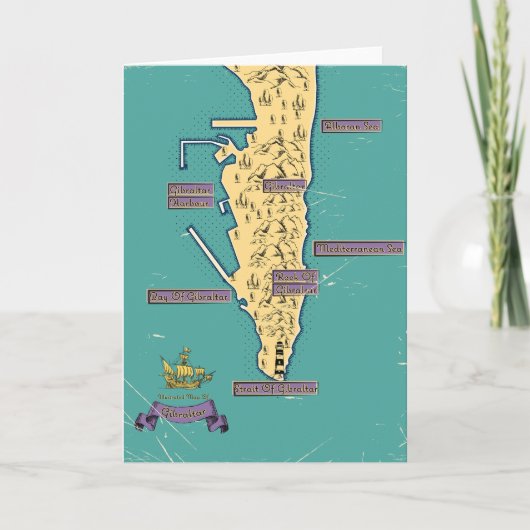 ジブラルタルのイラスト入り旅行地図 招待状 (正面)
