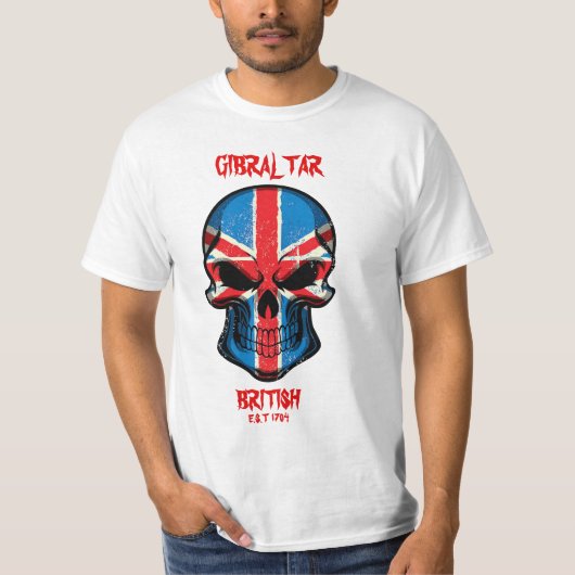 ジブラルタルイギリス米国東部標準時刻の1704年のスカルのTシャツ Tシャツ (正面)