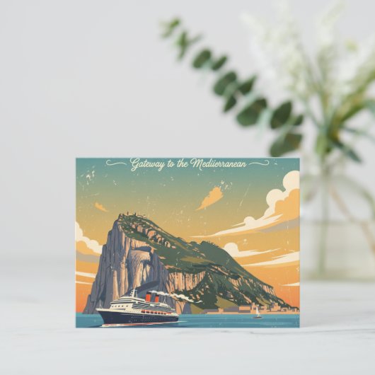 ジブラルタルトラベルアートヴィンテージポスター ポストカード (スタンド正面)