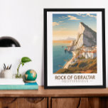ジブラルタルトラベルアートヴィンテージ ポスター<br><div class="desc">Rock of Gibraltar in a vector artスタイル。ジブラルタルの岩は、英国ジブラルタル領に位置するモノリシックな石灰岩の岬で、イベリア半島のヨーロッパ南西部の先端の近くにある。</div>
