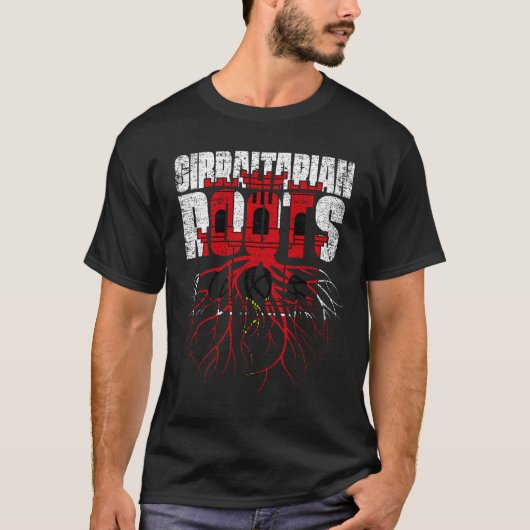 ジブラルタルルーツジブラルタル伝統国旗 Tシャツ (正面)