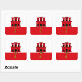 ジブラルタル国旗。イギリス、イギリス海外 スクエアシール (シート)