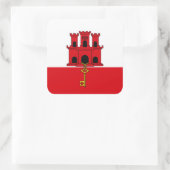 ジブラルタル国旗。イギリス、イギリス海外 スクエアシール (バッグ)