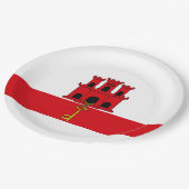 ジブラルタル国旗 ペーパープレート (アングル)