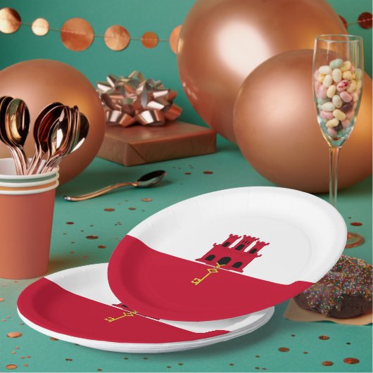 ジブラルタル国旗 ペーパープレート (複数)