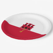 ジブラルタル国旗 ペーパープレート (アングル)