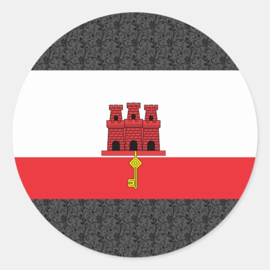ジブラルタル国旗 ラウンドシール (正面)