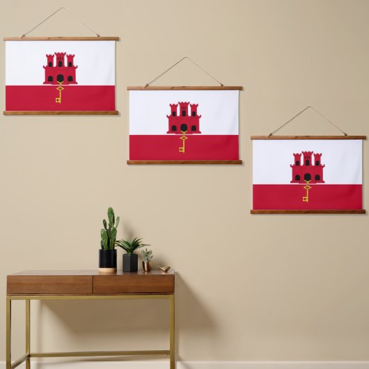 ジブラルタル国旗 吊り下げ型タペストリー (非対称)