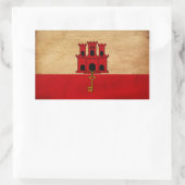 ジブラルタル国旗 長方形シール (バッグ)