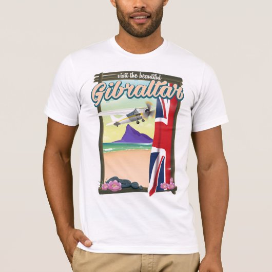 ジブラルタル旅行ポスター 美しい風景 Tシャツ (正面)
