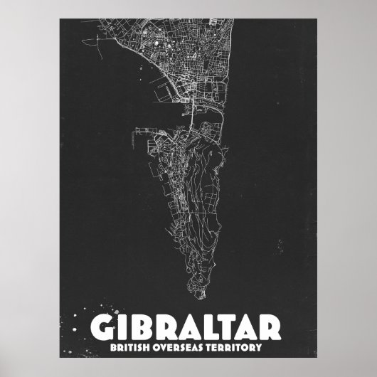 ジブラルタル ビンテージ地図 ポスター (正面)