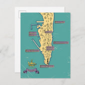 ジブラル図解入りの、写真付きのタルの旅行マップ 案内ポストカード (正面/裏面)