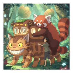 ジブリの赤パンダ フォトプリント