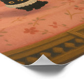 ジブリスタイルブラックキャットオンピンクチェアポスタープリント ポスター (角)