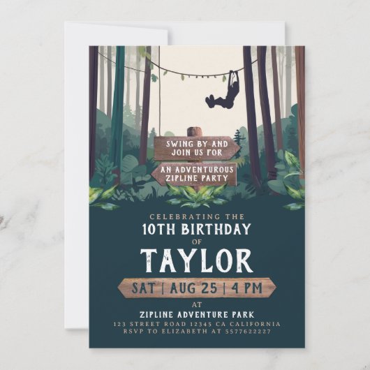 ジプクールリンフォレスト誕生日アウトドアアドベンチャー 招待状 (正面)