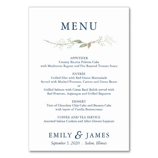 ジプショフィラリースメニューカード テーブルナンバー (正面)