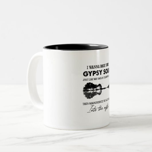 ジプシーのソウルヒッピー・ギターをロックしたい ツートーンマグカップ (正面左)