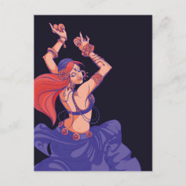 ジプシーのトライバルダンサーがシンバルで踊る ポストカード