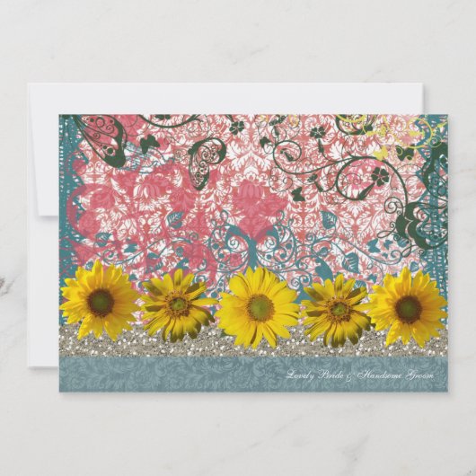 ジプシーのヒマワリのBohoの上品の結婚式招待状 招待状 (裏面)