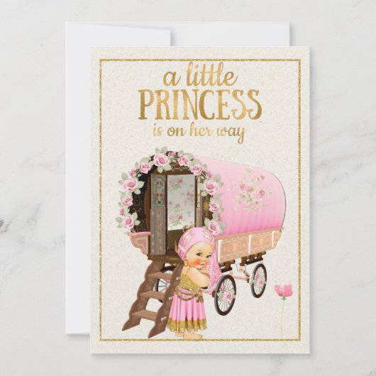 ジプシーのベビーを持つジプシーのベビーシャワーの招待状 招待状 (正面)