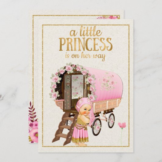 ジプシーのベビーを持つジプシーのベビーシャワーの招待状 招待状 (正面/裏面)