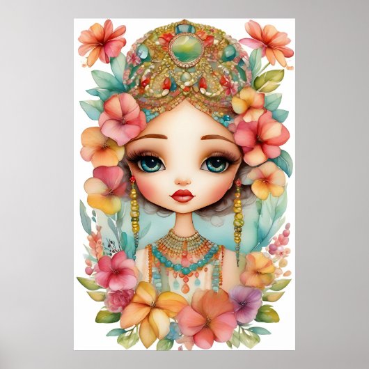 ジプシーの女の子とビーズのフレーム芸術 ポスター (正面)
