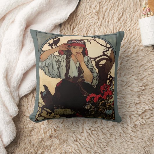 ジプシーの女の子の枕 クッション (ブランケット)