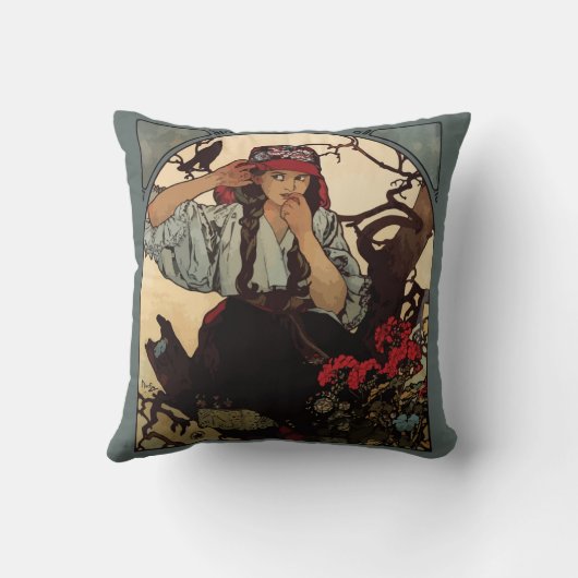 ジプシーの女の子の枕 クッション (裏面)