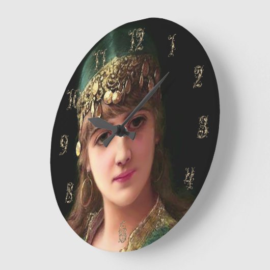 ジプシーの女性ビクトリアンのボホベリエレガントーダンサー ラージ壁時計 (傾斜)