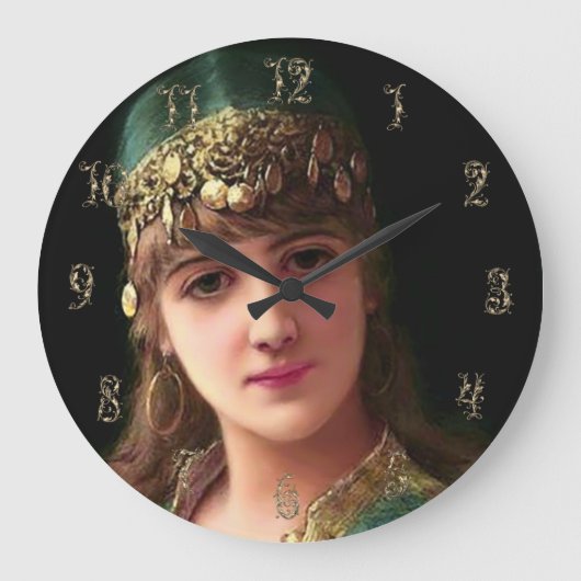 ジプシーの女性ビクトリアンのボホベリエレガントーダンサー ラージ壁時計 (正面)