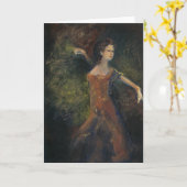 ジプシーの精神の女性の踊りのブランクの挨拶状 カード (黄色い花)