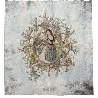 ジプシーの花柄を踊るヴィンテージは組み合わせます シャワーカーテン