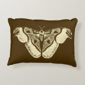 ジプシーの蛾、チョコレートブラウンとベージュ アクセントクッション (裏面)