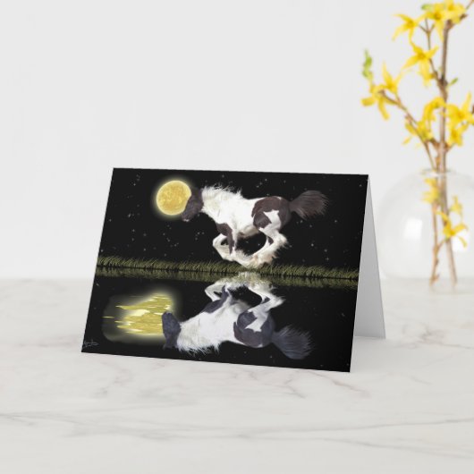 ジプシーのVannerの馬及び詩挨拶カード カード (黄色い花)