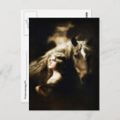 ジプシーガールウィズホースヴィンテージアンティーク葉書 ポストカード (正面/裏面)