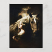 ジプシーガールウィズホースヴィンテージアンティーク葉書 ポストカード (正面)