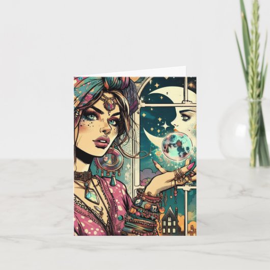 ジプシークリスタルボール魔法 ノートカード (正面)