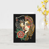 ジプシーパンサーアメリカ伝統的タトゥーインクオールド カード (黄色い花)