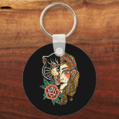 ジプシーパンサーアメリカ伝統的タトゥーインクオールド キーホルダー (正面)