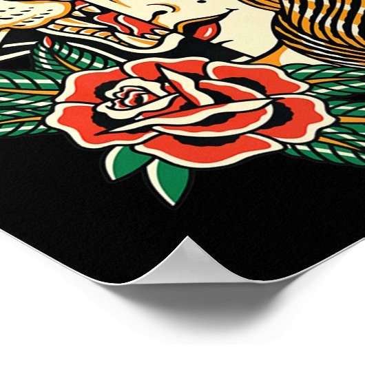 ジプシーパンサーアメリカ伝統的タトゥーインクオールド ポスター (角)