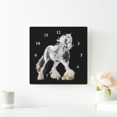 ジプシーマーレスタリオン荷車を引くホース スクエア壁時計 (ホーム)