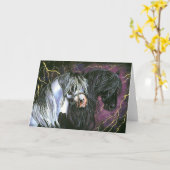 ジプシー及びFriesianの馬 カード (黄色い花)