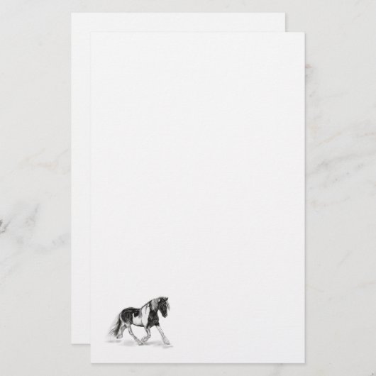 ジプシー絵を描バナー馬トロッティングホワイト文房具 便箋 (正面/裏面)