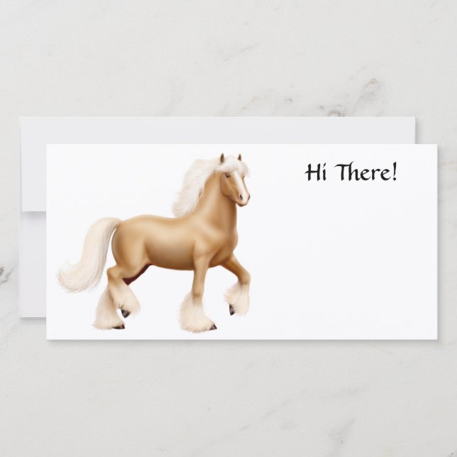 ジプシー荷車を引くウマの写真カード (正面)