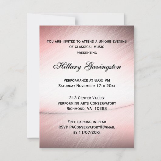 ジプシー・ガールがヴァイオリンを弾く　ユニークな招待 招待状 (裏面)