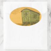 ジプシー・キャラバン・ワゴン 楕円形シール (バッグ)
